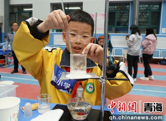 图为小学生进行个人赛《溶解与分离》的实验。 马铭言摄 图为小学生进行个人赛《溶解与分离》的实验。 马铭言摄