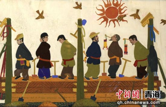 图为农民画。大通县委宣传部 供图 图为农民画。大通县委宣传部 供图