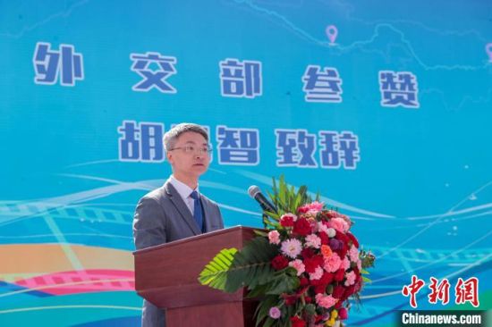图为中国外交部参赞胡昌智致辞。马铭言 摄 图为中国外交部参赞胡昌智致辞。马铭言 摄
