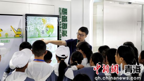 图为研学营学生们在基地专业导师的讲解下详细了解细胞的结构和功能。 祁妙 摄 图为研学营学生们在基地专业导师的讲解下详细了解细胞的结构和功能。 祁妙 摄