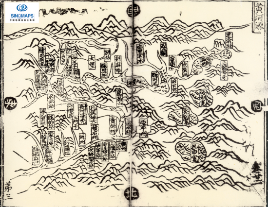 ▲元至元十七年(1280年)绘制的《黄河源图》,是目前所知最早一幅实测的黄河源图,现藏于中国国家图书馆。右上角河源星宿海中绘有水波纹,并绘出大量圆圈形状的水泡,表示水从地下涌出。(图片来源:中国地图出版集团微信公众号) ▲元至元十七年(1280年)绘制的《黄河源图》,是目前所知最早一幅实测的黄河源图,现藏于中国国家图书馆。右上角河源星宿海中绘有水波纹,并绘出大量圆圈形状的水泡,表示水从地下涌出。(图片来源:中国地图出版集团微信公众号)
